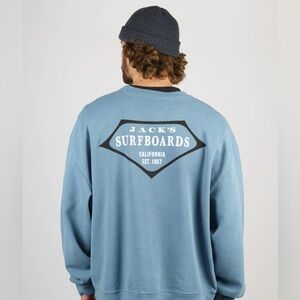 Jacks Surfboards Retro Lam Heavyweight Crewneck - Blue, small